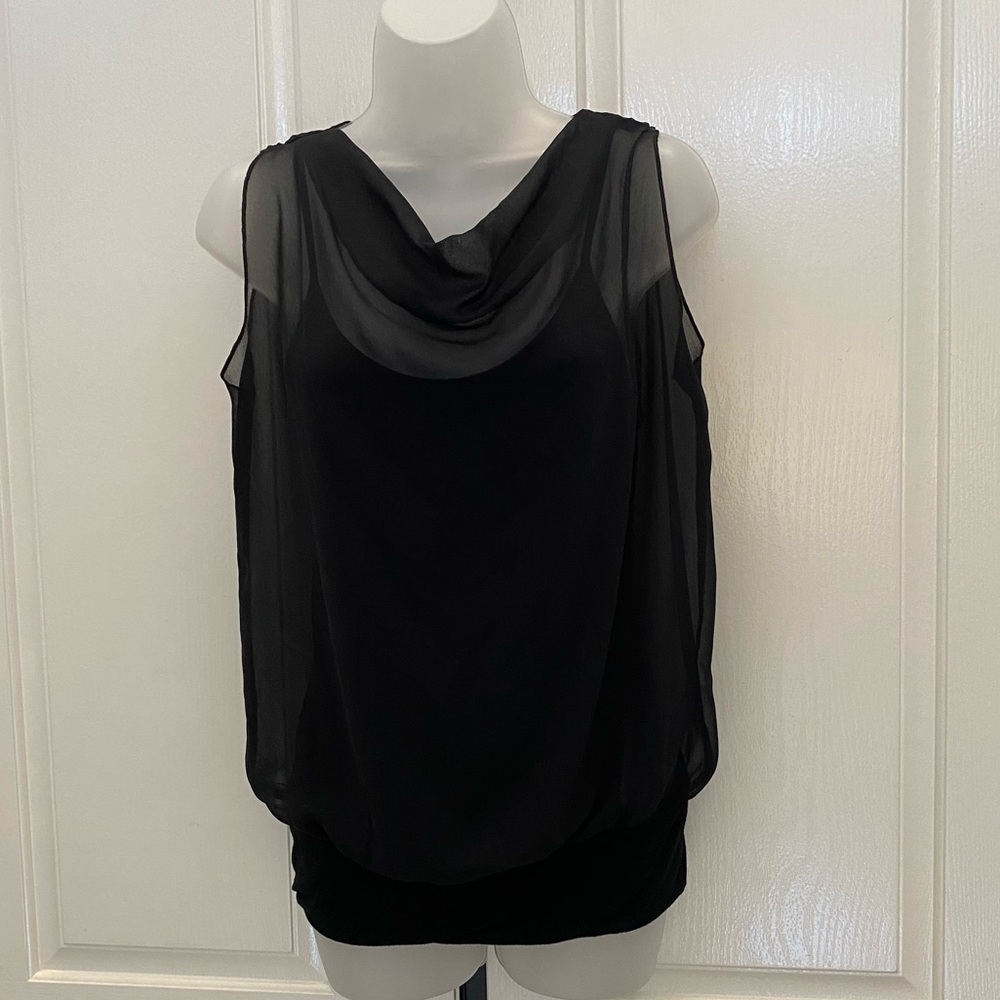 Banana Republic Black Sleeveless Sheer Blouse w/Cami S